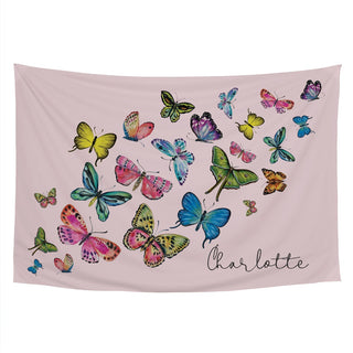 Colorful Butterflies with Script Name Personalized Large Wall Tapestry