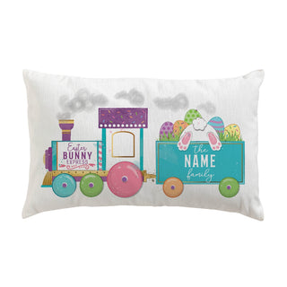 Easter Bunny Express Train  Lumbar Throw Pillow