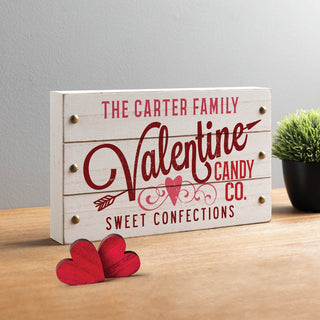 Valentine's wood sign with family name 