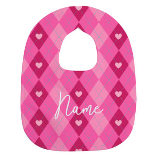 Pink Hearts Argyle Valentine Personalized Baby Bib