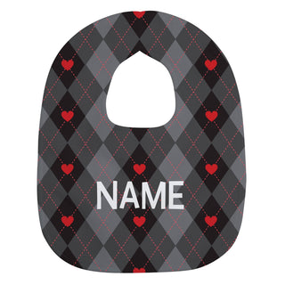 Red Hearts Argyle Valentine Personalized Baby Bib