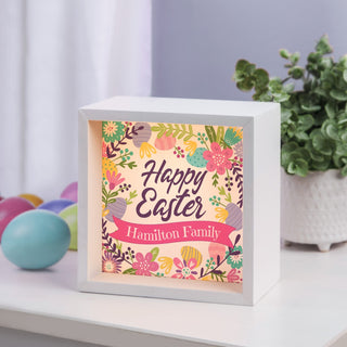 Happy easter floral shadowbox with family name