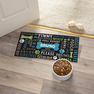 Blue & Green Bone Dog Personalized Narrow Pet Mat