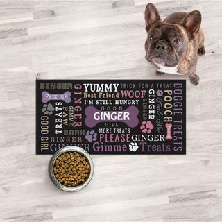 Pet mat purple bone with name 