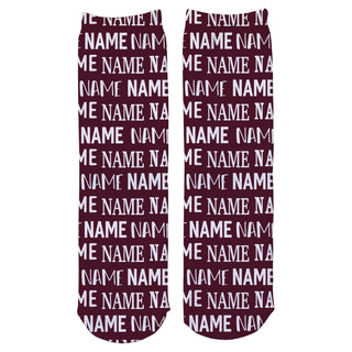 Men's Personalized Burgundy Adult Crew Socks