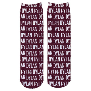 Men's Personalized Burgundy Adult Crew Socks