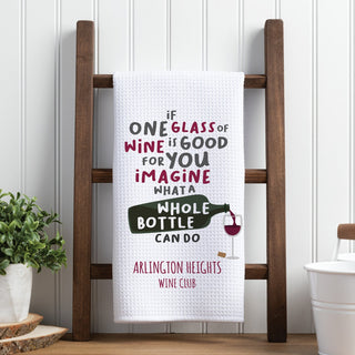 One Glass of Wine Personalized Waffle Tea Towel