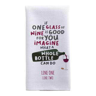 One Glass of Wine Personalized Waffle Tea Towel