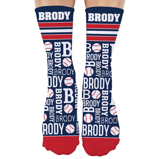 Baseball Fan Personalized Name Adult Crew Socks