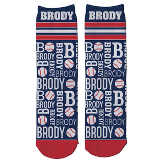 Baseball Fan Personalized Name Adult Crew Socks