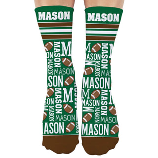 Football Fan Personalized Name Adult Crew Socks