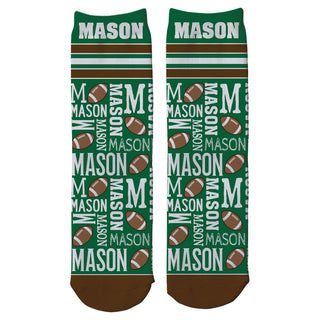 Football Fan Personalized Name Adult Crew Socks