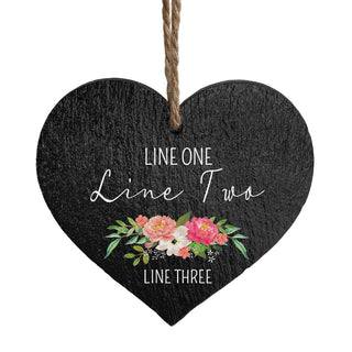 Floral Couple Personalized 5" Slate Hanging Heart