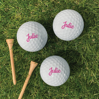 Hot pink name golf ball set