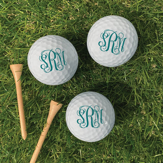 Teal monogram golf ball set 