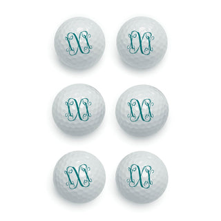 Monogram In Teal Personalized Golf Ball - Set of 6