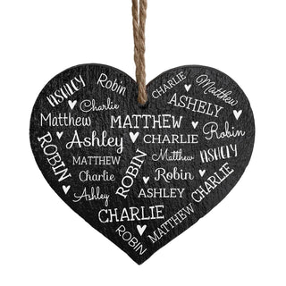 Family of Names Personalized 5" Slate Hanging Heart