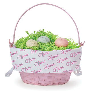 My Name Pattern Personalized Pink Easter Basket with Liner