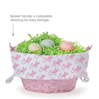 My Name Pattern Personalized Pink Easter Basket with Liner