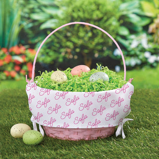 My Name Pattern Personalized Pink Easter Basket with Liner