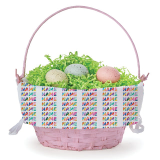 Colorful Name Pattern for Her Personalized Easter Basket with Liner