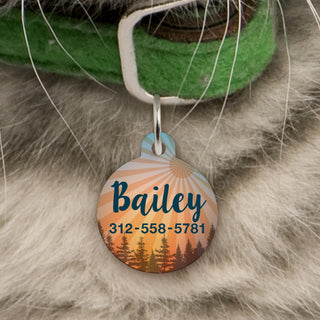 Sunset and Trees Personalized Circle Shaped Pet Tag