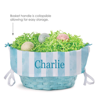 Striped Blue Personalized Easter Basket with Liner