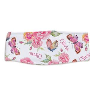 Butterfly floral fleece headband with name 