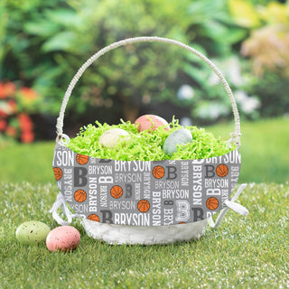 Basketball Name Pattern Easter Basket with Liner