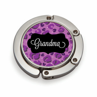 Purple Leopard Print Personalized Purse Hanger