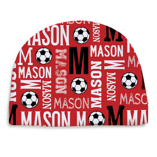 Soccer beanie with name and initial