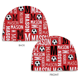 Soccer Name Pattern Personalized Fleece Beanie