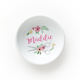 Hairstylist Personalized Round Trinket Dish