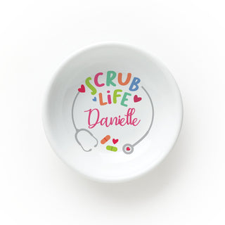 Scrub Life Personalized Round Trinket Dish