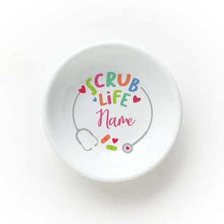 Scrub Life Personalized Round Trinket Dish