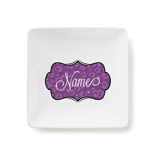 Leopard Print Personalized Square Trinket Dish