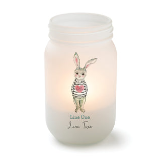 Hello Heart Sweater Bunny Frosted Mason Jar Votive Holder