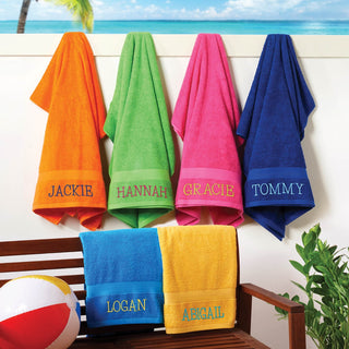 Block font large beach towel with name 
