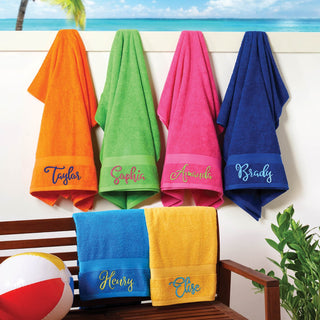 Script name large beach towel
