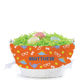 Blippi Dinosaur White Easter Basket with Orange Liner