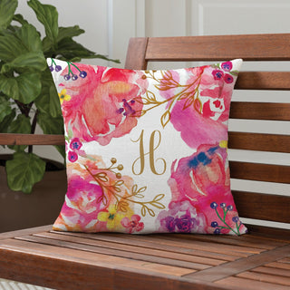 Floral 17x17 throw pillow with initial 