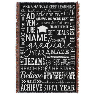 Words of Wisdom Graduate Personalized Fringe Throw Blanket