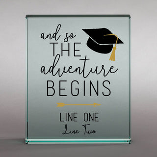 And So The Adventure Begins Graduation Glass Keepsake