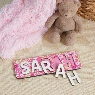 Pretty florals name puzzle for kids