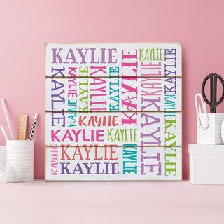 Bright Name Pattern Personalized Wood Shiplap Art