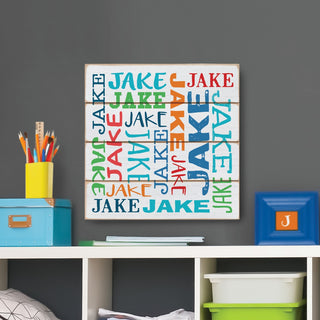 Primary Colors Name Pattern Personalized Wood Shiplap Art