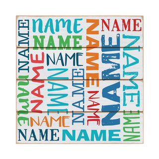 Primary Colors Name Pattern Personalized Wood Shiplap Art