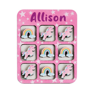 Unicorn Personalized Wood Tic Tac Toe Game