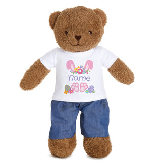 Easter Bunny Ears with Pink Name Bear Plush