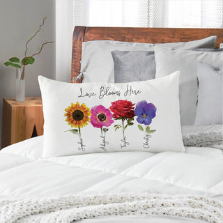 Her Flower Garden Personalized Lumbar Throw Pillow